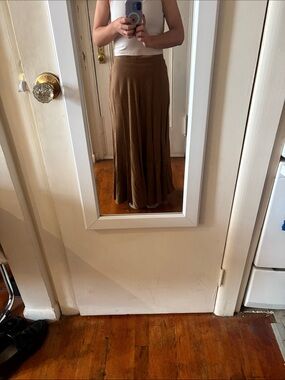 Vintage Brown Maxi Skirt — Flowing Women's Skirt